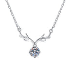 Antler Drop Sterling Silver Moissanite Pendant, silver-tone