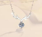 Antler Drop Sterling Silver Moissanite Pendant, silver-tone