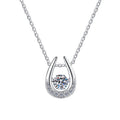 Open Teardrop Sterling Silver Moissanite Pendant, silver-tone