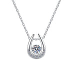 Open Teardrop Sterling Silver Moissanite Pendant, silver-tone