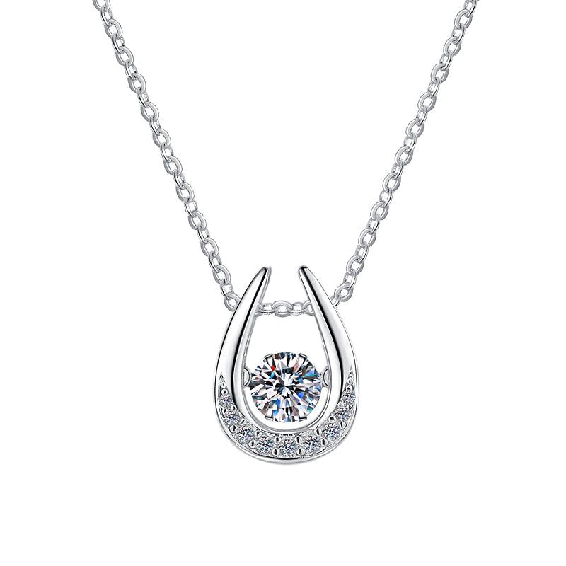 Open Teardrop Sterling Silver Moissanite Pendant, silver-tone
