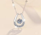 Open Teardrop Sterling Silver Moissanite Pendant, silver-tone