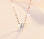 Bezel Solitaire Sterling Silver Moissanite Pendant, silver-tone