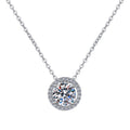 Petite Round Halo Sterling Silver Moissanite Pendant, silver-tone
