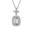 Rectangular Halo Drop Sterling Silver Moissanite Pendant, silver-tone, Emerald cut