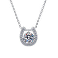 Horseshoe Halo Sterling Silver Moissanite Pendant, silver-tone