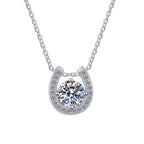 Horseshoe Halo Sterling Silver Moissanite Pendant, silver-tone