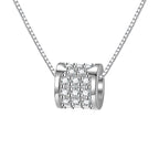Pavé Barrel Sterling Silver Moissanite Pendant, silver-tone