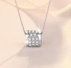 Pavé Barrel Sterling Silver Moissanite Pendant, silver-tone