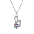 Swan Sterling Silver Moissanite Pendant, silver-tone