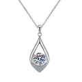 Elongated Teardrop Sterling Silver Moissanite Pendant, silver-tone