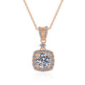 Champagne-Tone Halo Sterling Silver Moissanite Pendant, silver-tone