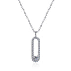 Slim Pavé Loop Sterling Silver Moissanite Pendant, silver-tone