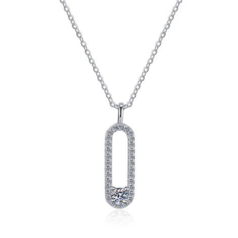 Slim Pavé Loop Sterling Silver Moissanite Pendant, silver-tone