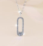 Slim Pavé Loop Sterling Silver Moissanite Pendant, silver-tone