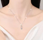 Slim Pavé Loop Sterling Silver Moissanite Pendant, silver-tone