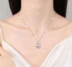 Open Circle Solitaire Sterling Silver Moissanite Pendant, silver-tone