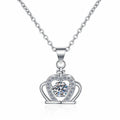 Crown Frame Sterling Silver Moissanite Pendant, silver-tone