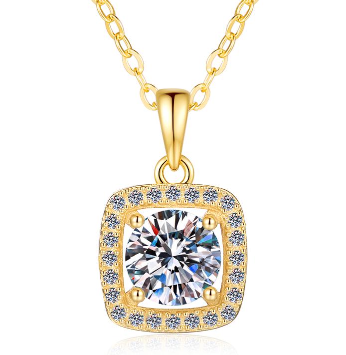 925 Sterling Silver Moissanite Cushion Frame Pendant