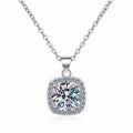 Cushion Frame Sterling Silver Moissanite Pendant, silver-tone