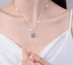 Cushion Frame Sterling Silver Moissanite Pendant, silver-tone