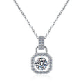 Petite Cushion Halo Sterling Silver Moissanite Pendant, silver-tone