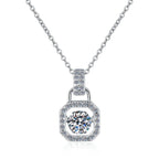 Petite Cushion Halo Sterling Silver Moissanite Pendant, silver-tone