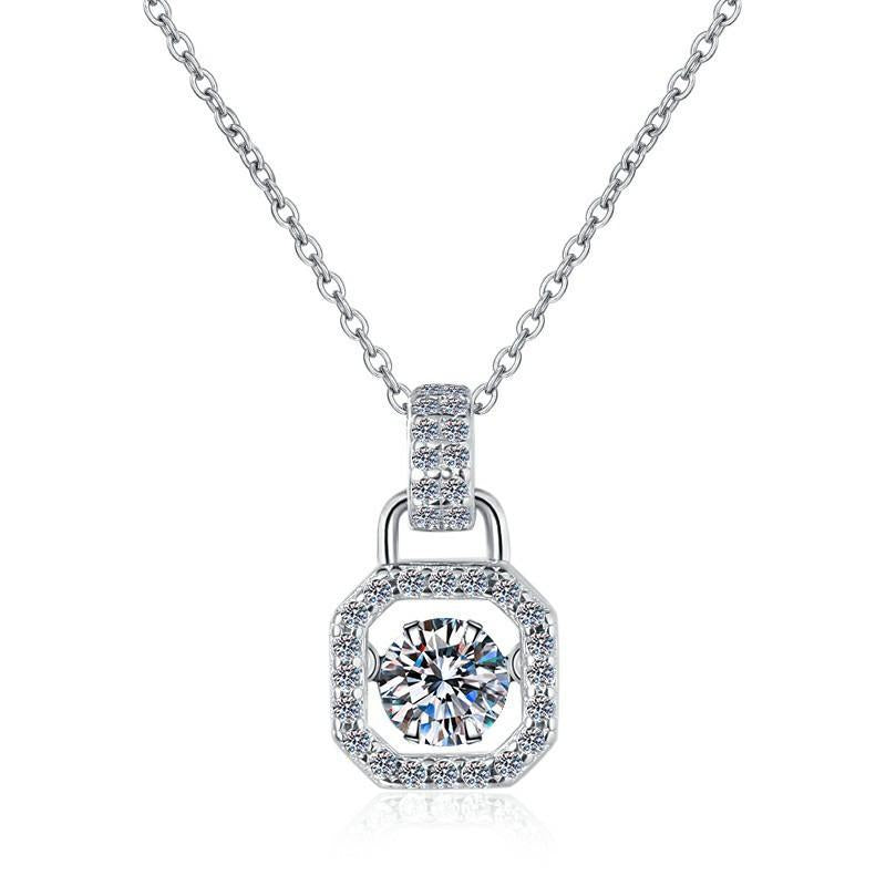 Petite Cushion Halo Sterling Silver Moissanite Pendant, silver-tone