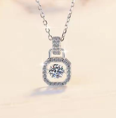 Petite Cushion Halo Sterling Silver Moissanite Pendant, silver-tone