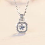 Petite Cushion Halo Sterling Silver Moissanite Pendant, silver-tone