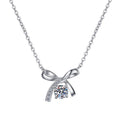 Bow Solitaire Sterling Silver Moissanite Pendant, silver-tone