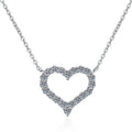 Open Pavé Heart Sterling Silver Moissanite Pendant, silver-tone