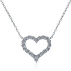 Open Pavé Heart Sterling Silver Moissanite Pendant, silver-tone