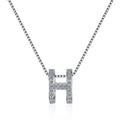 Letter H Sterling Silver Moissanite Pendant, silver-tone