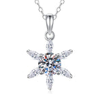 Starburst Drop Sterling Silver Moissanite Pendant, silver-tone