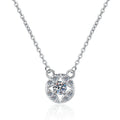 Round Bezel Halo Sterling Silver Moissanite Pendant, silver-tone