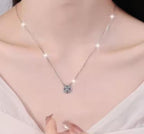 Round Bezel Halo Sterling Silver Moissanite Pendant, silver-tone