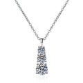 Graduated Three-Stone Drop Sterling Silver Moissanite Pendant, silver-tone
