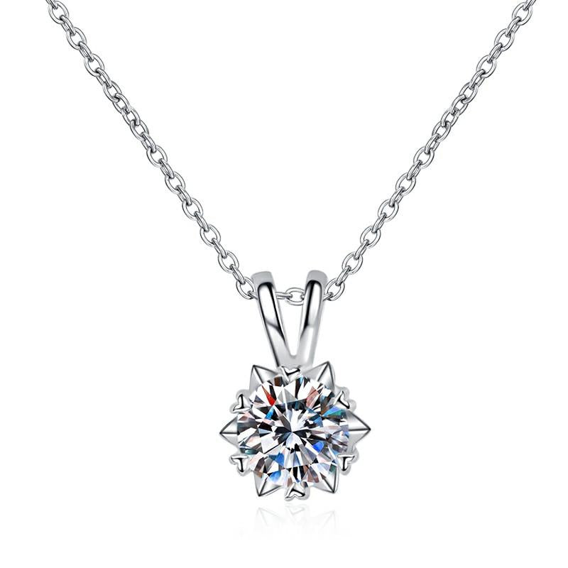 Aurelia Solitaire Sterling Silver Moissanite Pendant, silver-tone