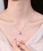 Aurelia Solitaire Sterling Silver Moissanite Pendant, silver-tone