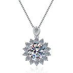 Starburst Solitaire Sterling Silver Moissanite Pendant, silver-tone