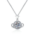 Planet Sterling Silver Moissanite Pendant, silver-tone