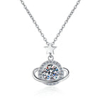 Planet Sterling Silver Moissanite Pendant, silver-tone