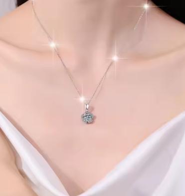 Planet Sterling Silver Moissanite Pendant, silver-tone