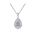Layered Teardrop Halo Sterling Silver Moissanite Pendant, silver-tone