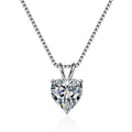 Heart-Cut Solitaire Sterling Silver Moissanite Pendant, silver-tone