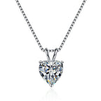 Heart-Cut Solitaire Sterling Silver Moissanite Pendant, silver-tone