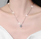 Heart-Cut Solitaire Sterling Silver Moissanite Pendant, silver-tone