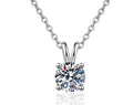 Four-Prong Round Drop Sterling Silver Moissanite Pendant, silver-tone