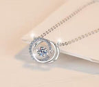 Circular Orbit Sterling Silver Moissanite Pendant, silver-tone